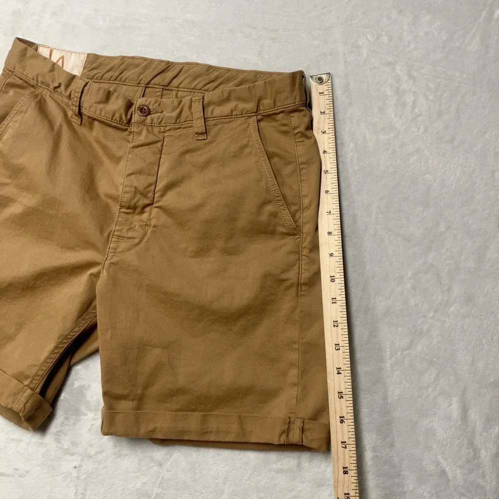 Nudie Jeans Co Luke Chino Shorts Mens 30 Fit 32 Camel Brown Camp Cotton 1010817